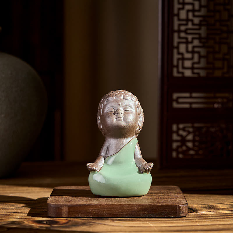 Buddha Stones Prayer Meditation Resting Monk Ceramic Statue Serenity Home Decoration