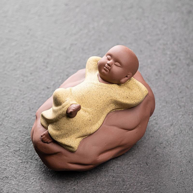 Buddha Stones Looking Up Resting Monk Ceramic Statue Compassion Home Decoration