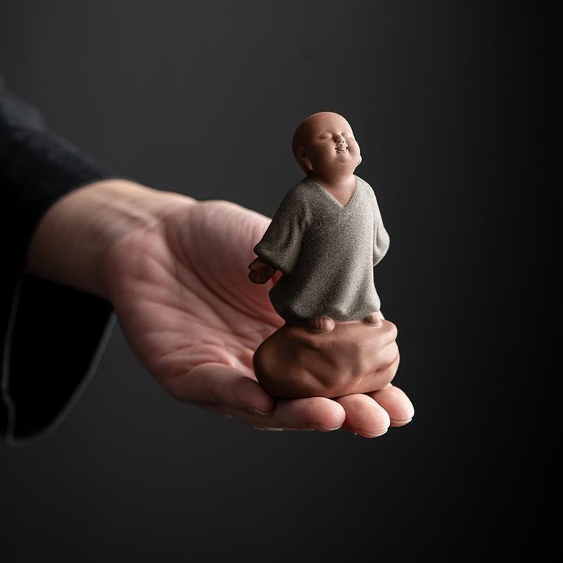 Buddha Stones Looking Up Resting Monk Ceramic Statue Compassion Home Decoration