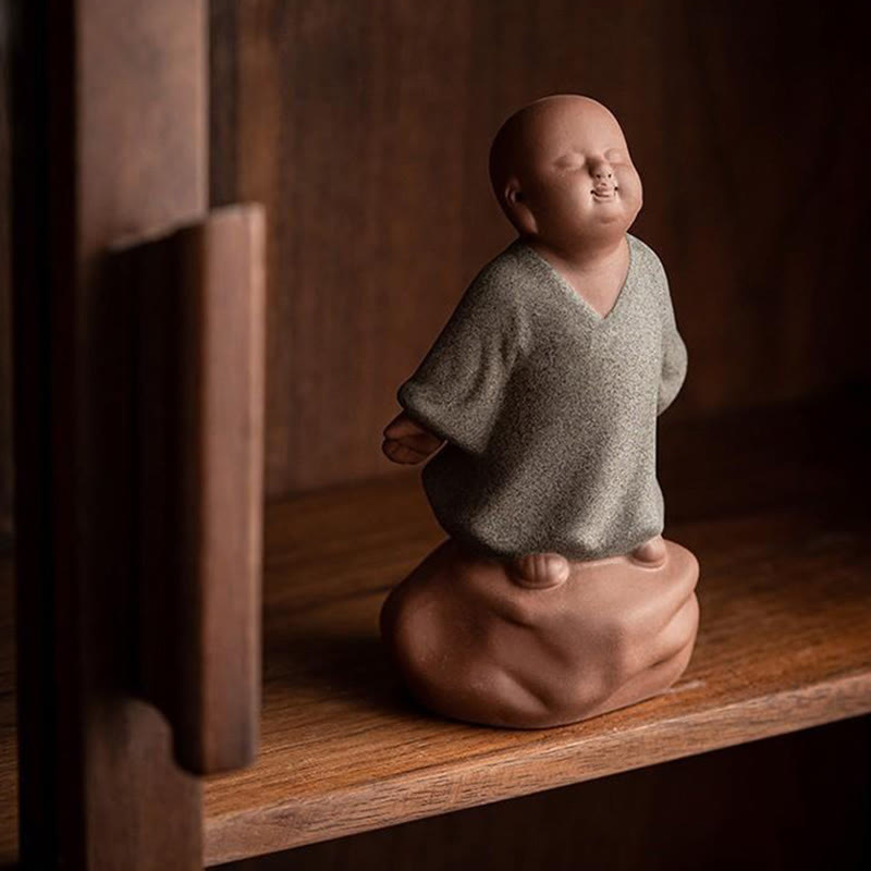 Buddha Stones Looking Up Resting Monk Ceramic Statue Compassion Home Decoration