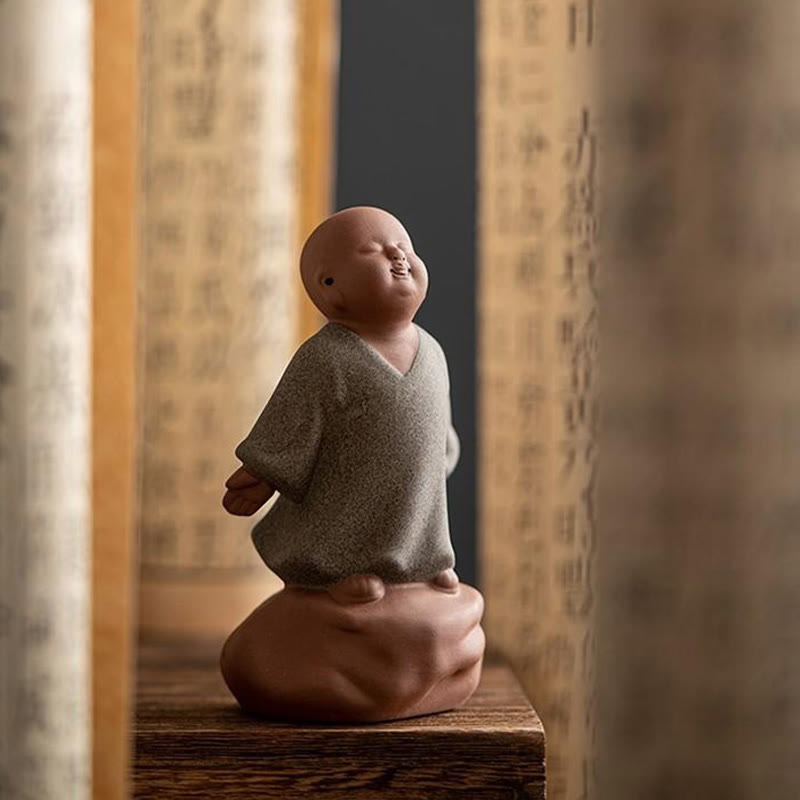 Buddha Stones Looking Up Resting Monk Ceramic Statue Compassion Home Decoration