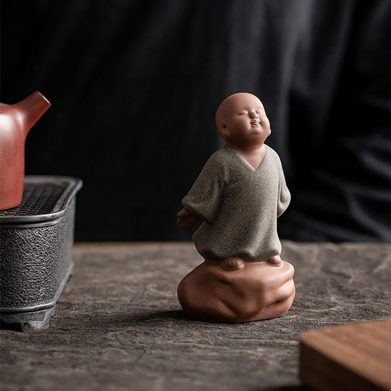 Buddha Stones Looking Up Resting Monk Ceramic Statue Compassion Home Decoration