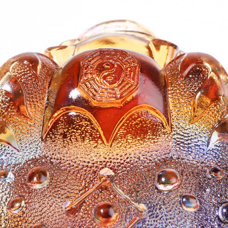 Buddha Stones Feng Shui Frog Coins Handmade Liuli Crystal Art Piece Wealth Home Office Decoration