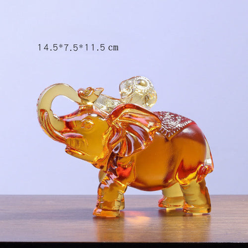 Buddha Stones Yellow Liuli Crystal Elephant Trunk Up Down Design Strength Home Decoration