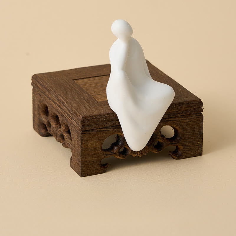 Buddha Stones Formless Buddha Ceramics Wenge Wood Desk Serenity Decoration