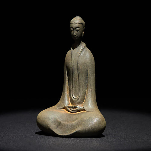 Buddha Stones Handmade Sakyamuni Buddha Iron Powder Rust Cast Resin Statue Home Decoration