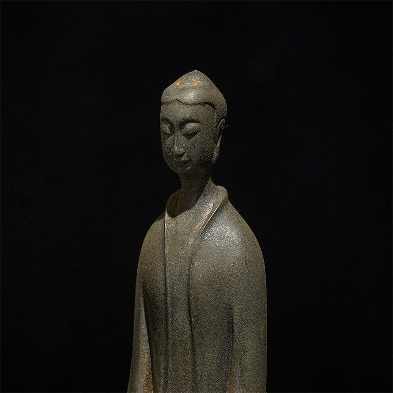 Buddha Stones Handmade Sakyamuni Buddha Iron Powder Rust Cast Resin Statue Home Decoration