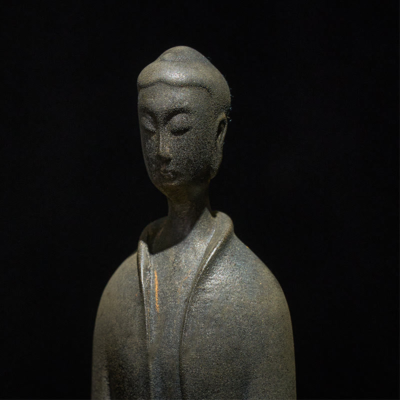 Buddha Stones Handmade Sakyamuni Buddha Iron Powder Rust Cast Resin Statue Home Decoration