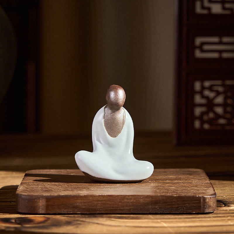 Buddha Stones Small Formless Buddha Meditating Ceramic Statue Zen Home Decoration 4*2.5*5cm