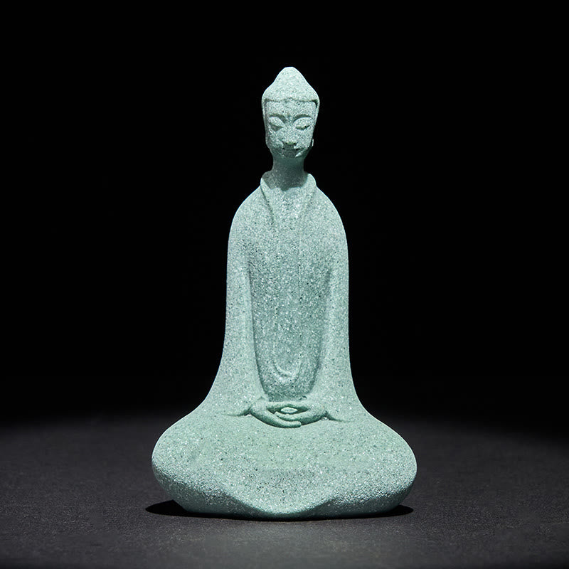 Buddha Stones Meditation Buddha Statue Sandstone Home Figure Desk Decoration 6*4.5*9.5cm