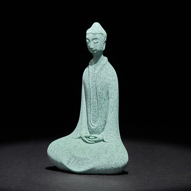 Buddha Stones Meditation Buddha Statue Sandstone Home Figure Desk Decoration 6*4.5*9.5cm