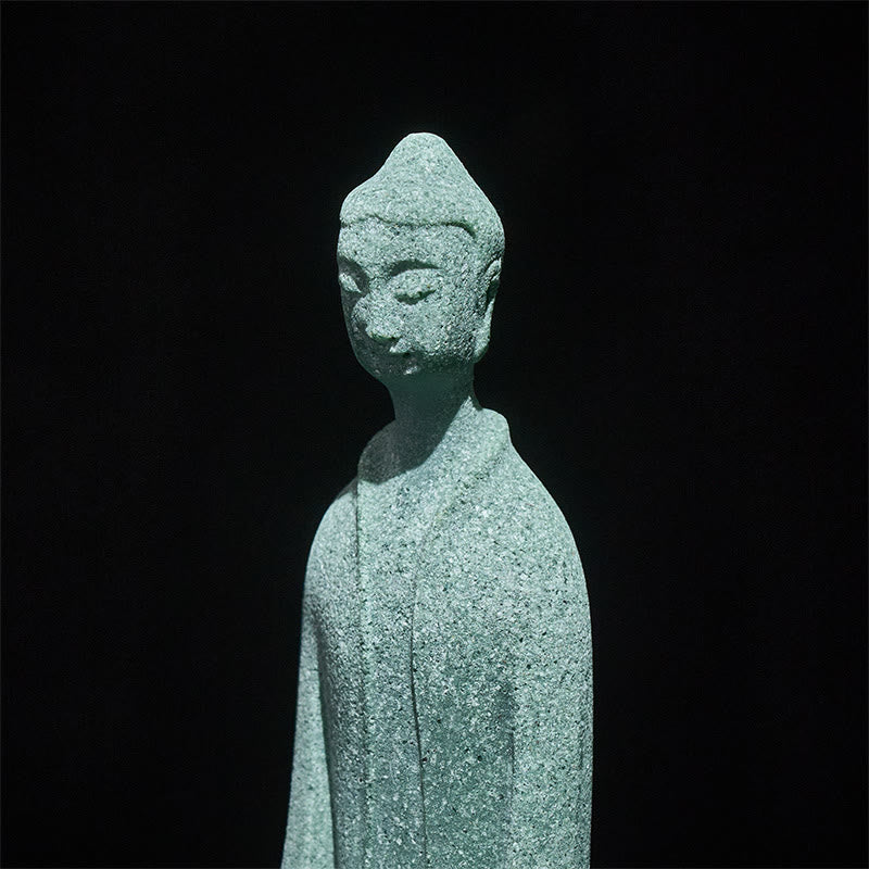 Buddha Stones Meditation Buddha Statue Sandstone Home Figure Desk Decoration 6*4.5*9.5cm