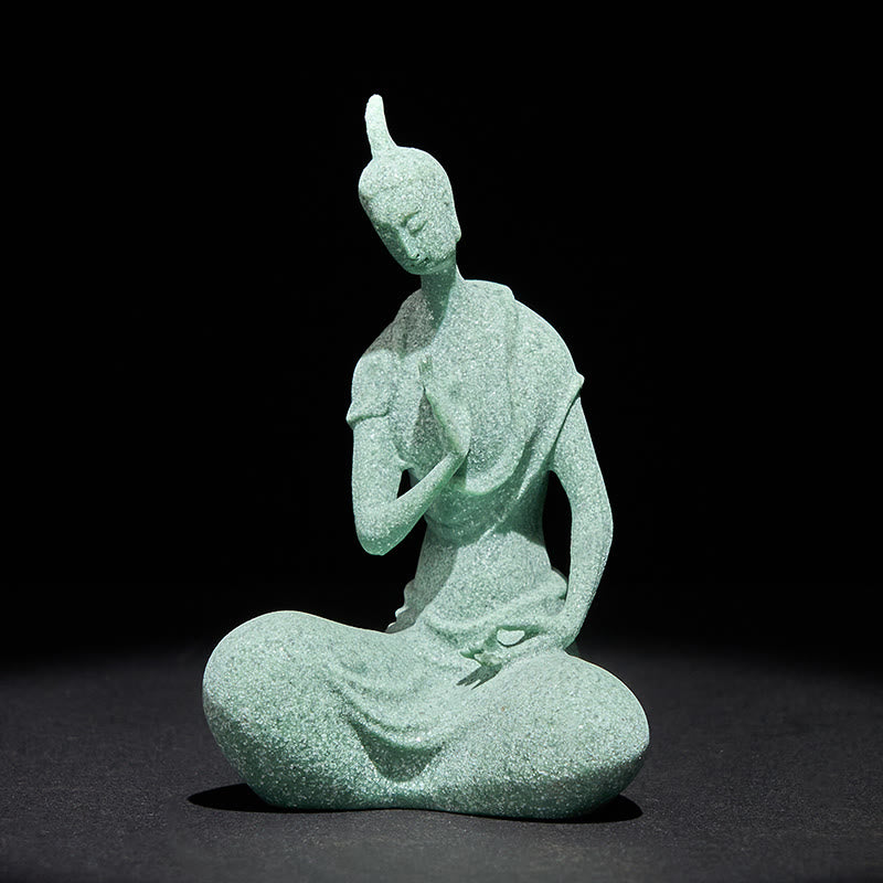 Buddha Stones Listening Buddha Statue Sandstone Home Decoration 6.5*5.5*9.5cm