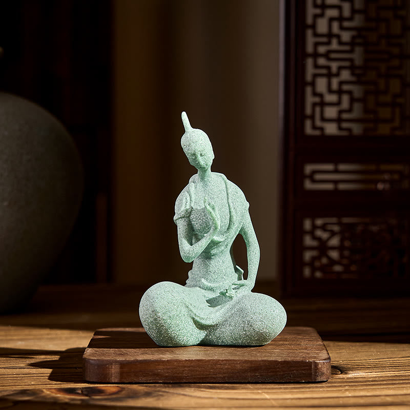 Buddha Stones Listening Buddha Statue Sandstone Home Decoration 6.5*5.5*9.5cm