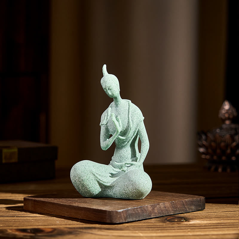 Buddha Stones Listening Buddha Statue Sandstone Home Decoration 6.5*5.5*9.5cm