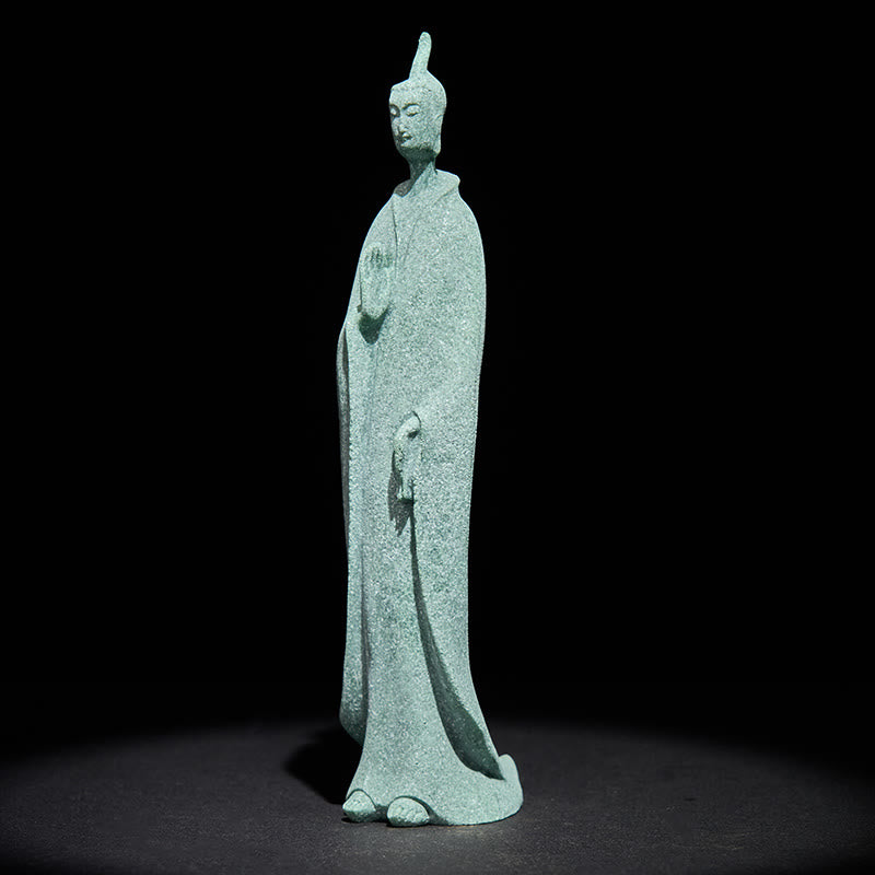 Buddha Stones Meditation Buddha Standing Statue Sandstone Home Decoration 3.8*6.5*17cm