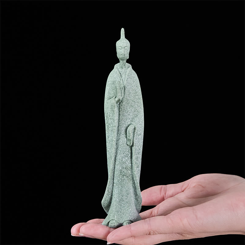 Buddha Stones Meditation Buddha Standing Statue Sandstone Home Decoration 3.8*6.5*17cm
