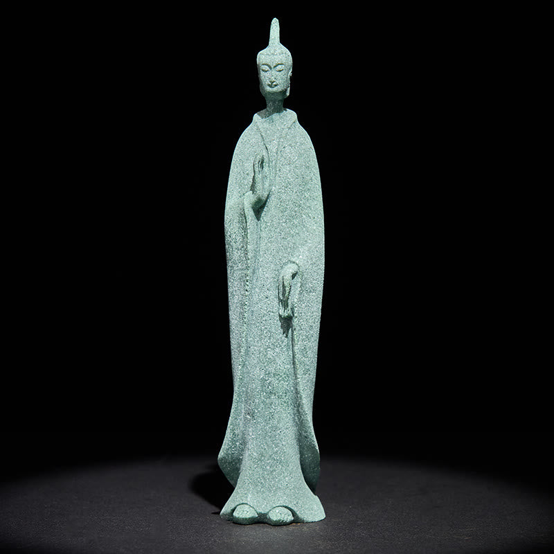 Buddha Stones Meditation Buddha Standing Statue Sandstone Home Decoration 3.8*6.5*17cm