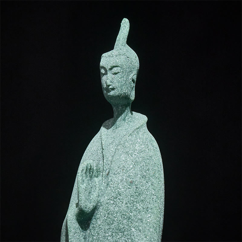 Buddha Stones Meditation Buddha Standing Statue Sandstone Home Decoration 3.8*6.5*17cm