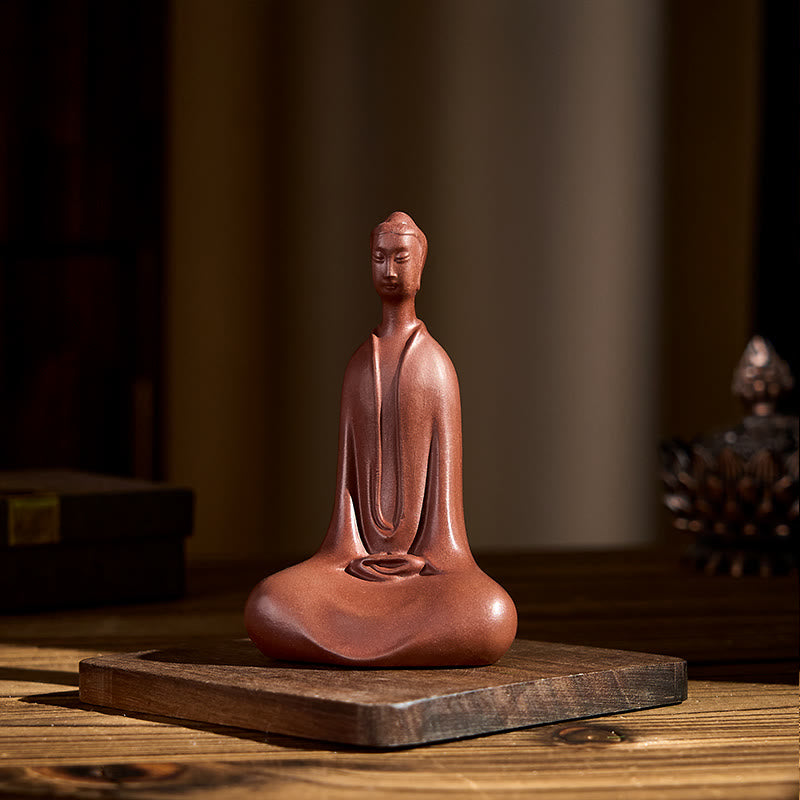 Buddha Stones Formless Buddha Purple Clay Serenity Home Desk Decoration 5.7*9.6 cm