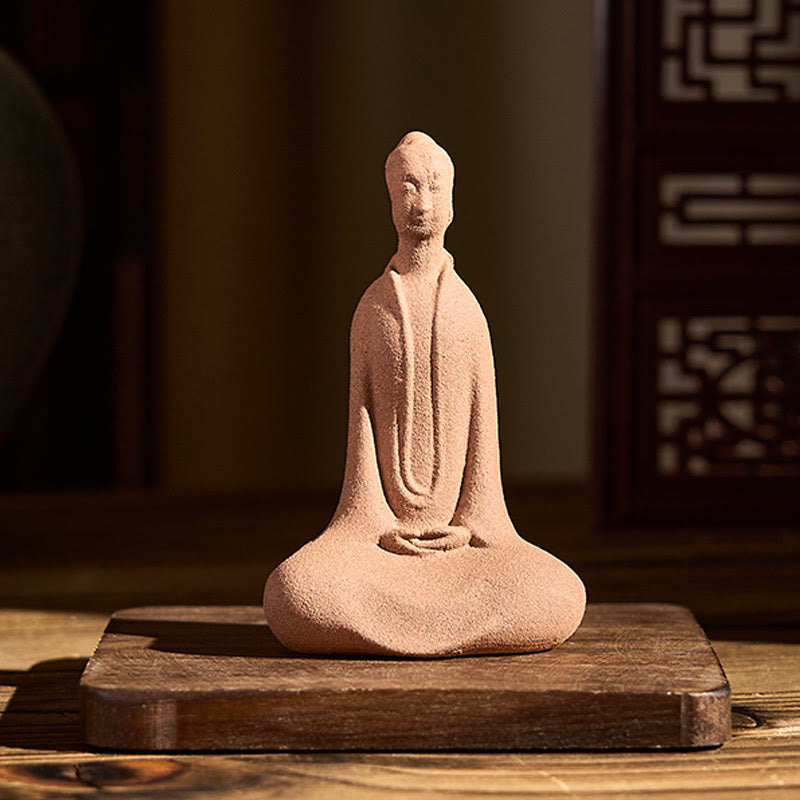 Buddha Stones Sitting Buddha Prayering Ceramic Statue Zen Home Decoration 5*3*8.5cm