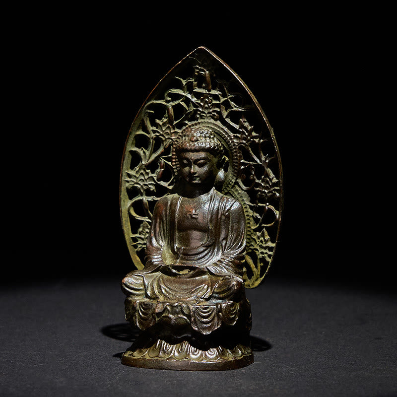 Buddha Stones Tathagata Buddha Alloy Statue Zen Home Decoration 9*4.5 cm