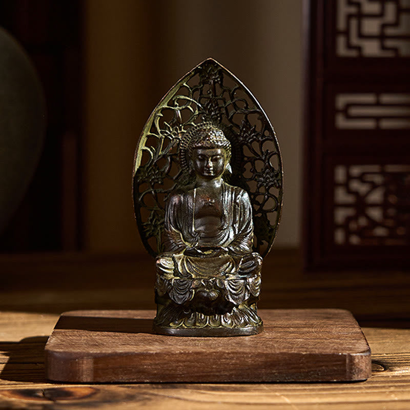 Buddha Stones Tathagata Buddha Alloy Statue Zen Home Decoration 9*4.5 cm