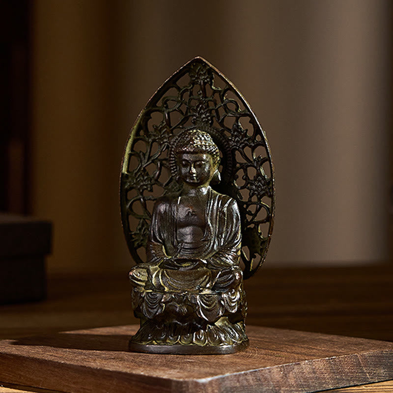 Buddha Stones Tathagata Buddha Alloy Statue Zen Home Decoration 9*4.5 cm