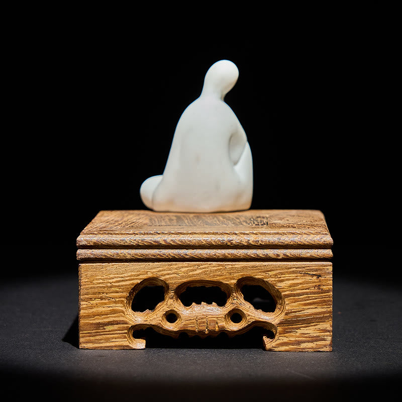 Buddha Stones Formless Buddha Ceramics Wenge Wood Desk Serenity Decoration