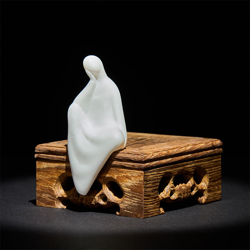 Buddha Stones Formless Buddha Ceramics Wenge Wood Desk Serenity Decoration