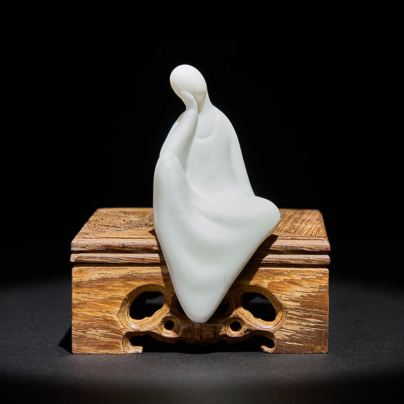 Buddha Stones Formless Buddha Ceramics Wenge Wood Desk Serenity Decoration