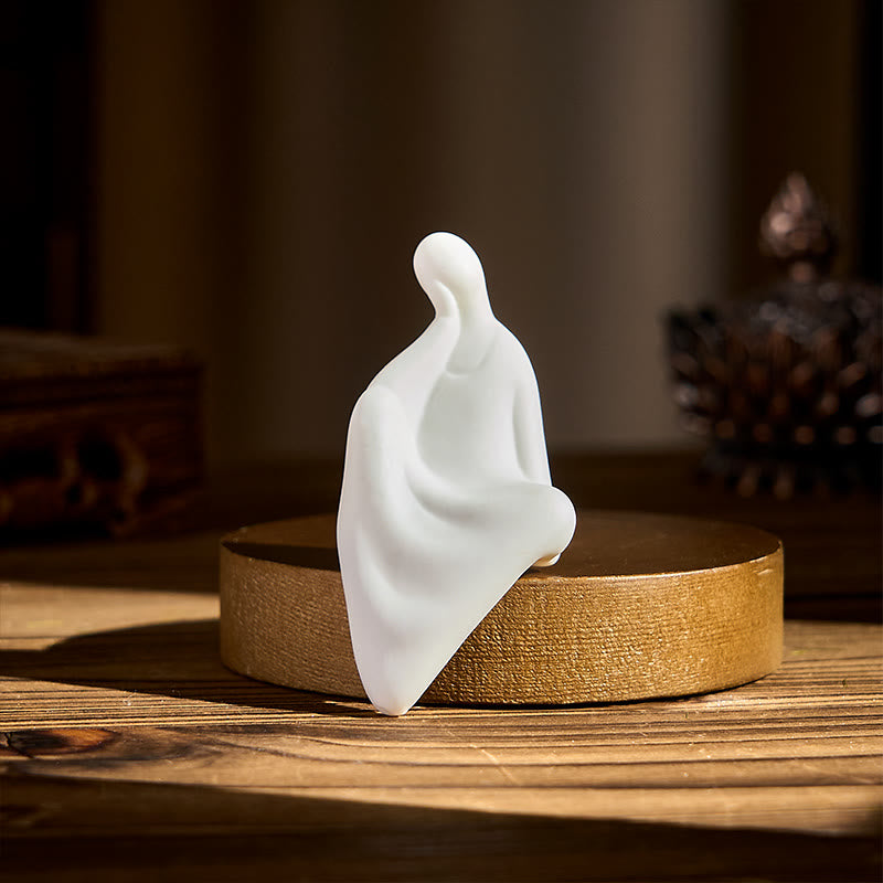 Buddha Stones Formless Buddha Ceramics Wenge Wood Desk Serenity Decoration