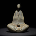 Buddha Stones Handmade Formless Buddha Iron Powder Rust Cast Resin Statue Decoration 11.5*9*6.5 cm
