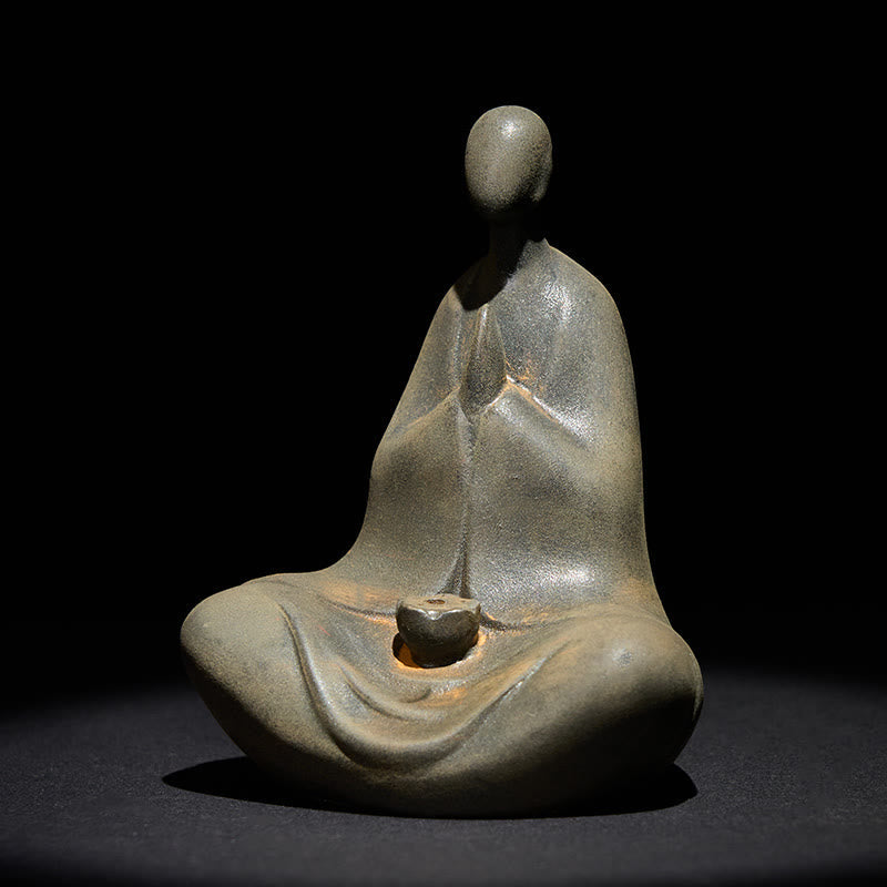 Buddha Stones Handmade Formless Buddha Iron Powder Rust Cast Resin Statue Decoration 11.5*9*6.5 cm