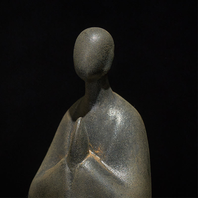 Buddha Stones Handmade Formless Buddha Iron Powder Rust Cast Resin Statue Decoration 11.5*9*6.5 cm