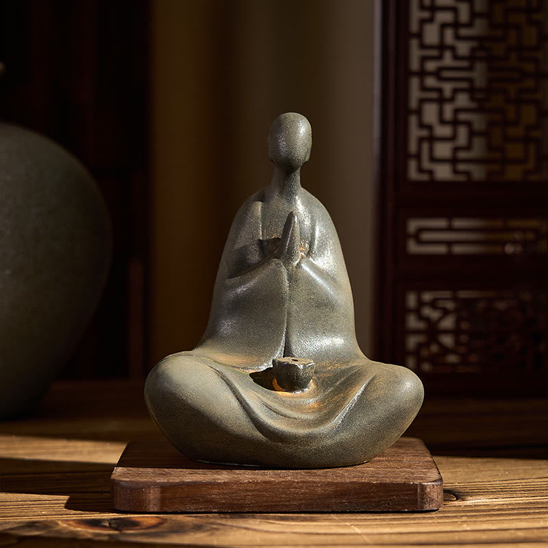 Buddha Stones Handmade Formless Buddha Iron Powder Rust Cast Resin Statue Decoration 11.5*9*6.5 cm