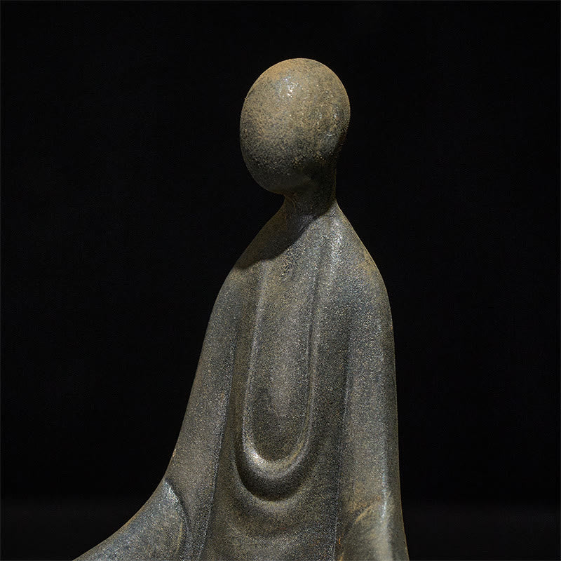 Buddha Stones Handmade Sitting Formless Buddha Iron Powder Rust Cast Resin Statue Decoration