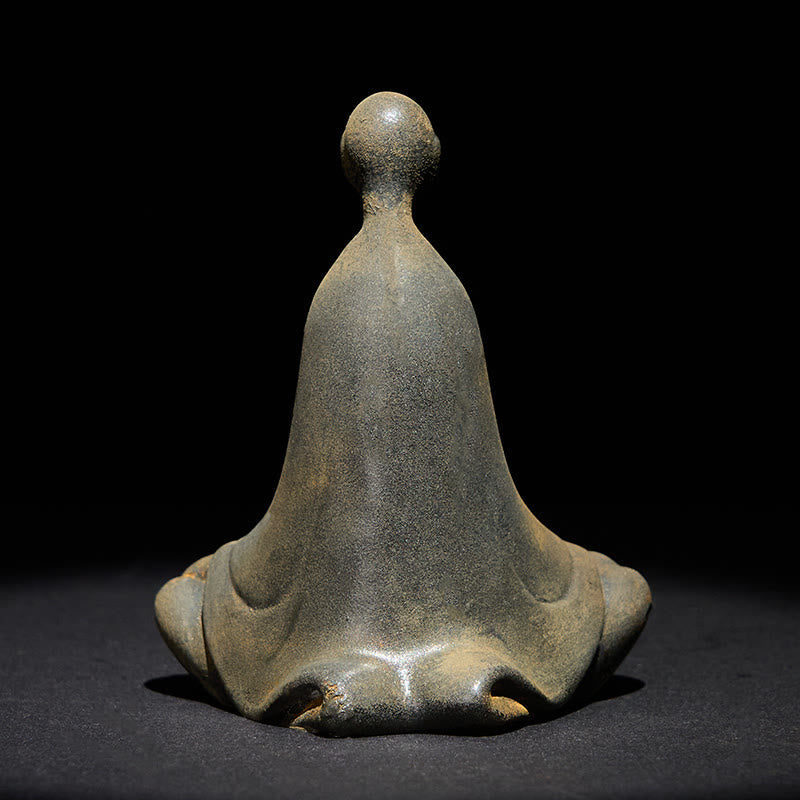 Buddha Stones Handmade Sitting Formless Buddha Iron Powder Rust Cast Resin Statue Decoration