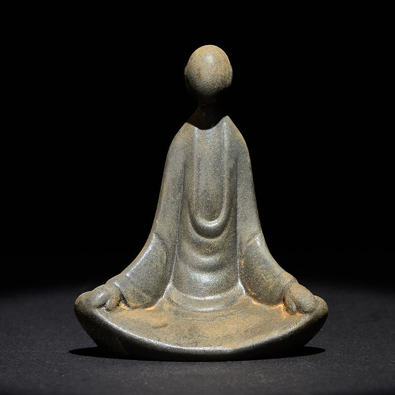 Buddha Stones Handmade Sitting Formless Buddha Iron Powder Rust Cast Resin Statue Decoration