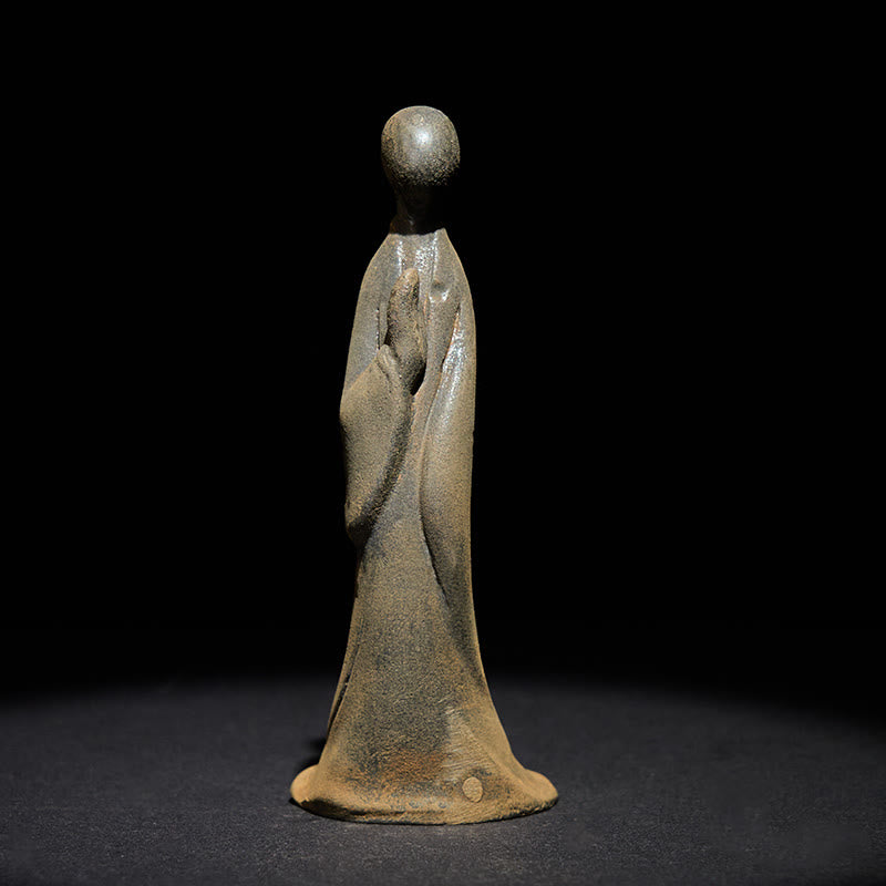 Buddha Stones Handmade Standing Formless Buddha Iron Powder Rust Cast Resin Statue Decoration