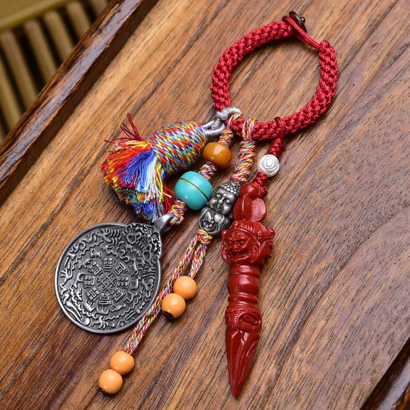 Buddha Stones Chinese Zodiac Nine Palaces Eight Diagrams Buddha Dzi Bead Serenity Key Chain