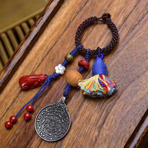 Buddha Stones Chinese Zodiac Nine Palaces Eight Diagrams Buddha Dzi Bead Serenity Key Chain