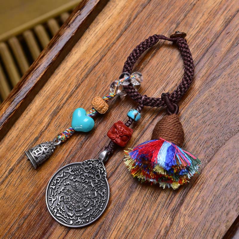 Buddha Stones Chinese Zodiac Nine Palaces Eight Diagrams Buddha Dzi Bead Serenity Key Chain