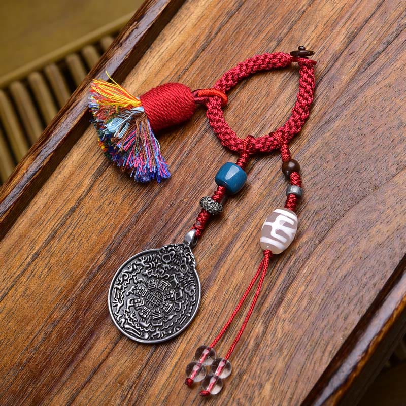 Buddha Stones Chinese Zodiac Nine Palaces Eight Diagrams Buddha Dzi Bead Serenity Key Chain