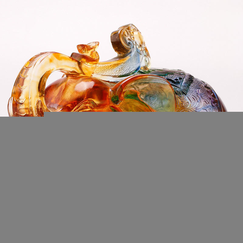 Buddha Stones Handmade Liuli Crystal Elephant Art Piece Wisdom Wealth Home Decoration