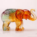 Buddha Stones Handmade Liuli Crystal Elephant Art Piece Wisdom Wealth Home Decoration