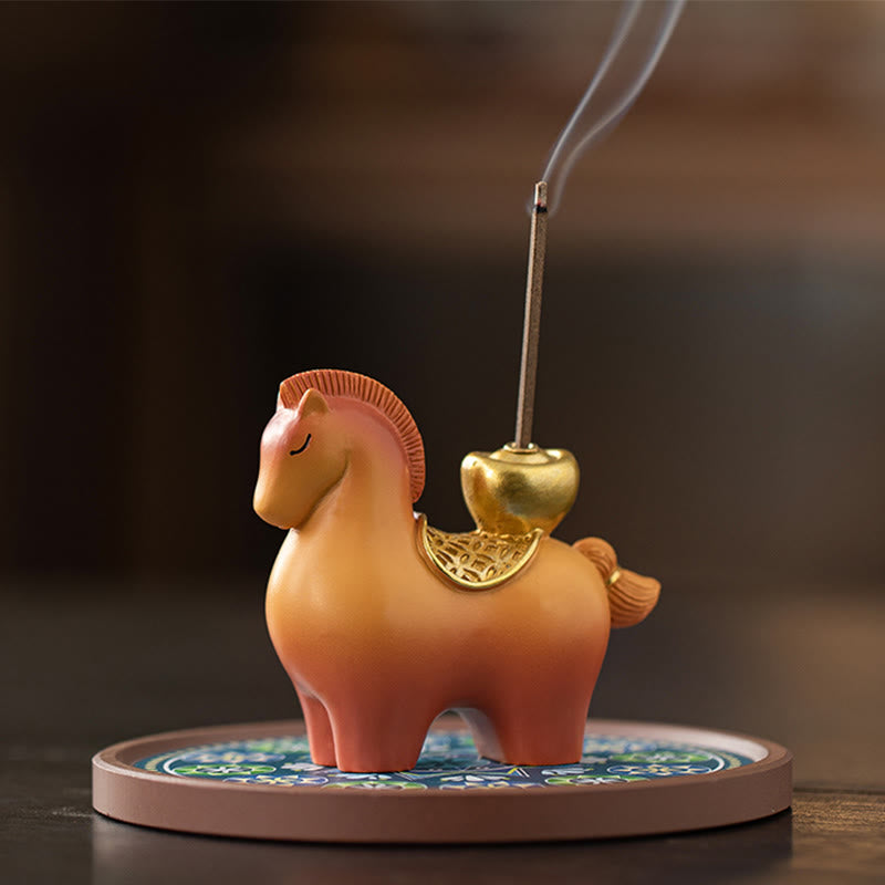 Buddha Stones Year Of The Horse 2026 New Year Ingot Attracting Wealth Home Decoration Incense Burner