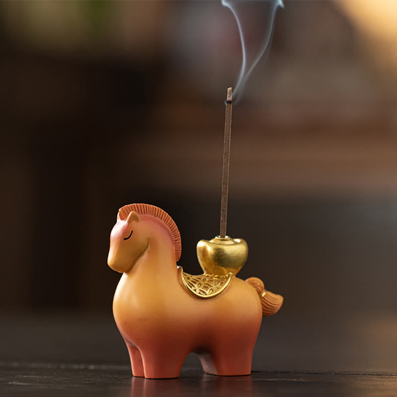 Buddha Stones Year Of The Horse 2026 New Year Ingot Attracting Wealth Home Decoration Incense Burner