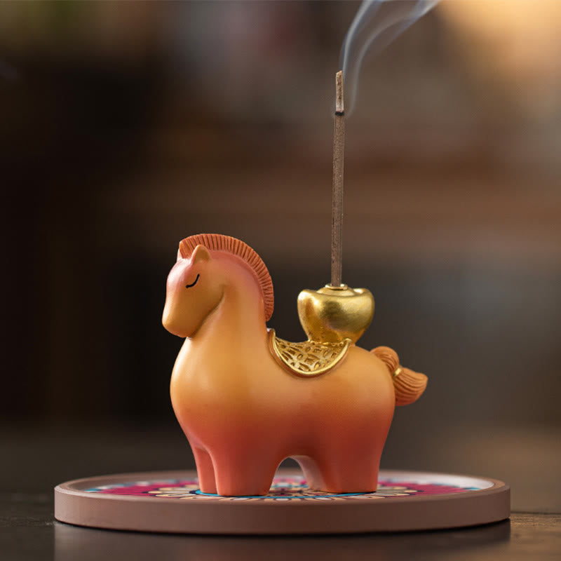 Buddha Stones Year Of The Horse 2026 New Year Ingot Attracting Wealth Home Decoration Incense Burner