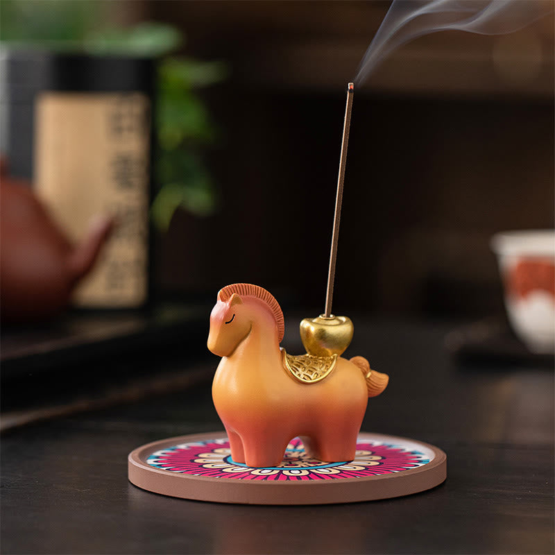 Buddha Stones Year Of The Horse 2026 New Year Ingot Attracting Wealth Home Decoration Incense Burner